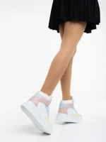 Pantofi sport dama roz cu albastru din piele ecologica Naila