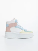 Pantofi sport dama roz cu albastru din piele ecologica Naila