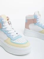 Pantofi sport dama roz cu albastru din piele ecologica Naila