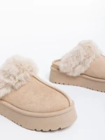 Papuci dama bej din material textil Lyzbeth