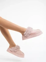 Papuci dama roz din material textil Lyzbeth