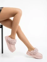 Papuci dama roz din material textil Lyzbeth