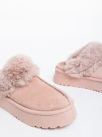 Papuci dama roz din material textil Lyzbeth