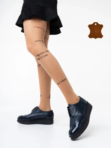 Pantofi casual dama albastri din piele naturala Ivey