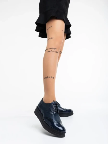 Pantofi casual dama albastri din piele naturala Ivey