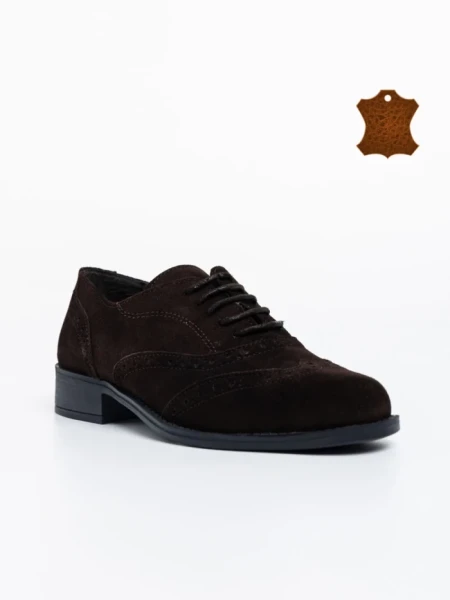 Pantofi casual dama maro din piele naturala intoarsa Jasmeen