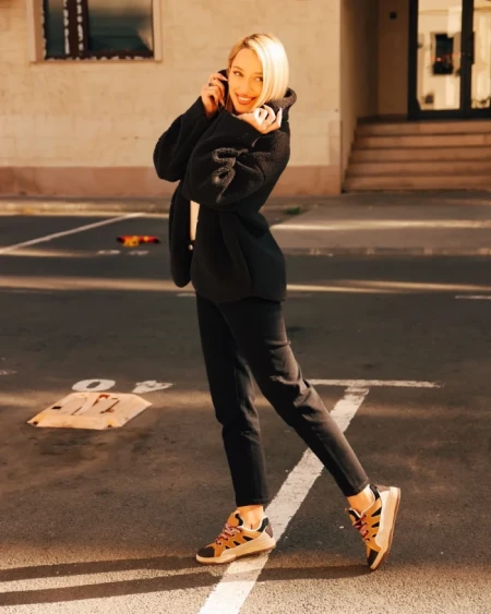 Pantofi sport dama khaki din piele ecologica Ardala