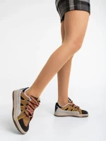 Pantofi sport dama khaki din piele ecologica Ardala