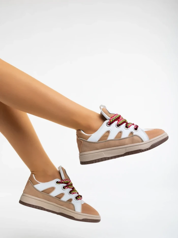 Pantofi sport dama bej din piele ecologica Ardala