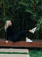 Pantofi sport dama albi cu negru din piele ecologica Yeva