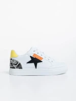 Pantofi sport dama albi cu negru din piele ecologica Yeva