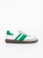 Pantofi sport barbati albi cu verde din piele ecologica Silvius