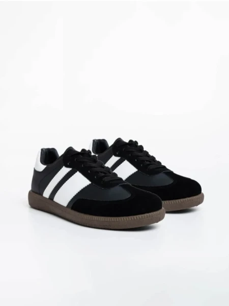 Pantofi sport barbati negri cu alb din piele ecologica Silvius