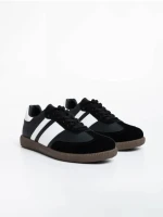 Pantofi sport barbati negri cu alb din piele ecologica Silvius