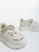 Pantofi sport copii bej din piele ecologica Dericka
