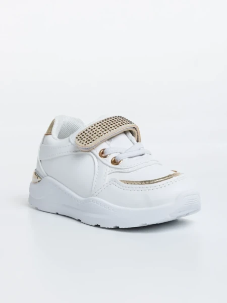 Pantofi sport copii albi din piele ecologica Dericka