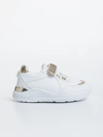 Pantofi sport copii albi din piele ecologica Dericka