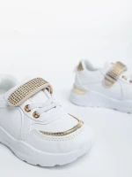Pantofi sport copii albi din piele ecologica Dericka