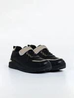 Pantofi sport copii negri din piele ecologica Idalis