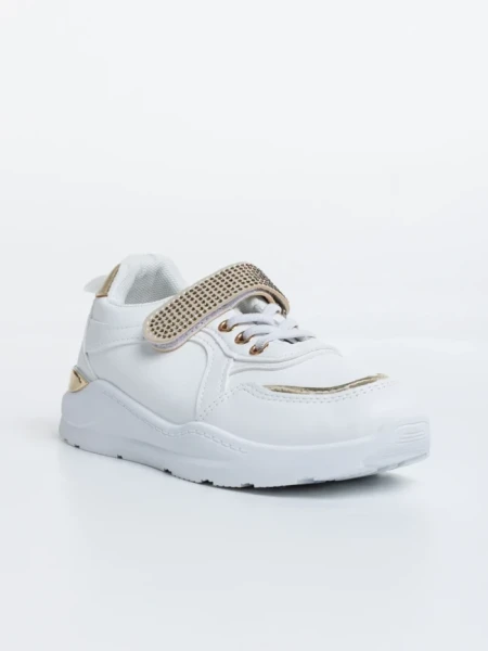 Pantofi sport copii albi din piele ecologica Idalis