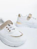 Pantofi sport copii albi din piele ecologica Idalis