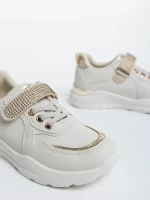 Pantofi sport copii bej din piele ecologica Idalis