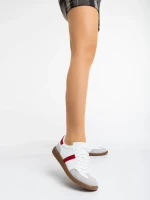 Pantofi sport dama albi cu rosu din piele ecologica Liliha