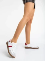 Pantofi sport dama albi cu rosu din piele ecologica Liliha