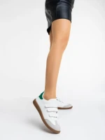 Pantofi sport dama albi cu verde din piele ecologica Raynor
