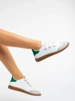 Pantofi sport dama albi cu verde din piele ecologica Raynor