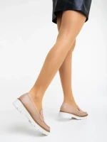 Mocasini dama bej din piele ecologica Leana