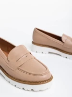 Mocasini dama bej din piele ecologica Leana