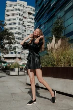 Mocasini dama negri din piele ecologica Leana