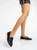 Mocasini dama negri din piele ecologica Leana