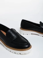 Mocasini dama negri din piele ecologica Leana