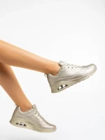 Pantofi sport dama aurii din piele ecologica Arline