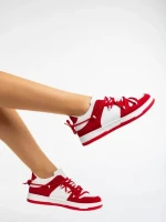 Pantofi sport dama albi cu rosu din piele ecologica Kamella