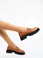 Mocasini dama camel din piele ecologica Milde