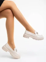 Mocasini dama bej din piele ecologica Jakki