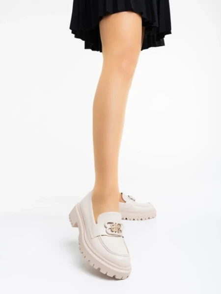 Mocasini dama bej din piele ecologica Jakki