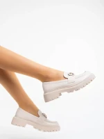 Mocasini dama bej din piele ecologica Jakki