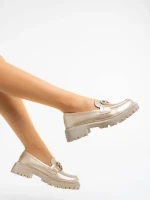 Mocasini dama aurii din piele ecologica Jakki