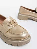 Mocasini dama aurii din piele ecologica Jakki