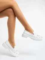 Mocasini dama albi din piele ecologica Meridel