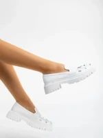 Mocasini dama albi din piele ecologica Meridel