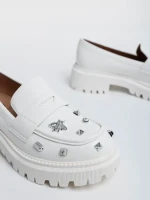 Mocasini dama albi din piele ecologica Meridel