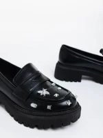 Mocasini dama negri din piele ecologica Meridel