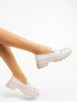 Mocasini dama bej din piele ecologica Meridel