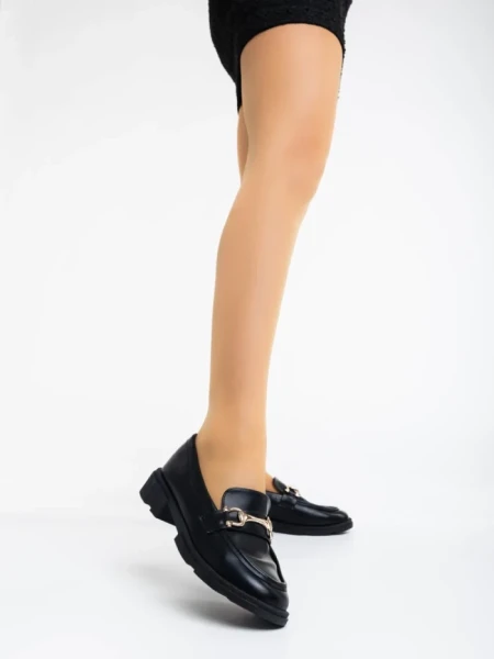 Mocasini dama negri din piele ecologica Aletta