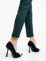 Pantofi dama negri cu toc din material textil Tiphanie